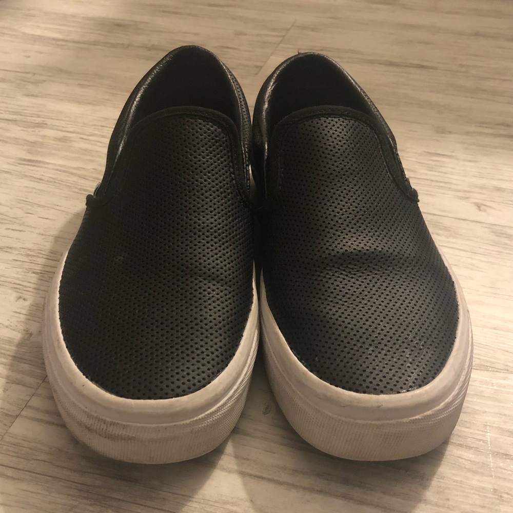 Vans Black and White Slip-On Sneakers